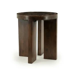 Ronde Bijzettafel TiledUp Keramiek en mangohout 40cm - Loft24.nl