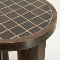 Ronde Bijzettafel TiledUp Keramiek en mangohout 40cm - Loft24.nl