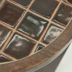 Ronde Bijzettafel TiledUp Keramiek en mangohout 40cm - Loft24.nl