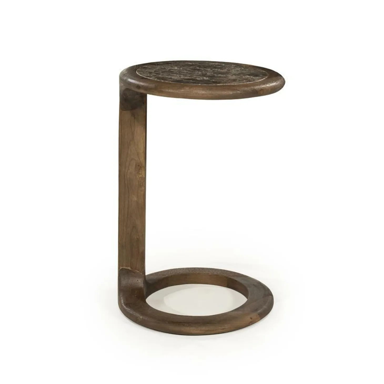 Ronde Bijzettafel Vito Marmer en Mangohout 43 x 37cm - Loft24.nl