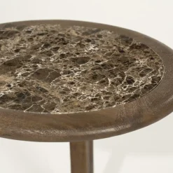 Ronde Bijzettafel Vito Marmer en Mangohout 43 x 37cm - Loft24.nl