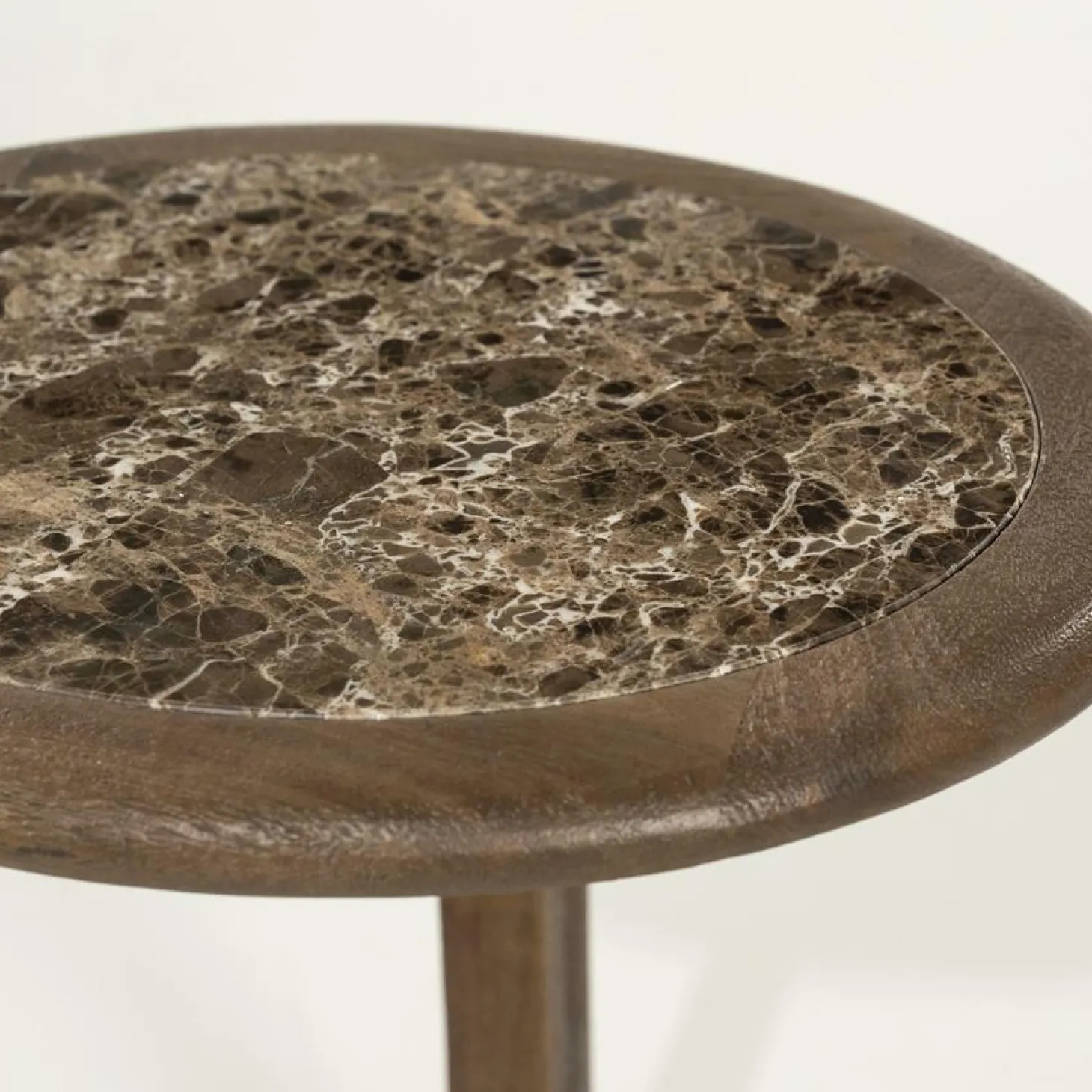 Ronde Bijzettafel Vito Marmer en Mangohout 43 x 37cm - Loft24.nl