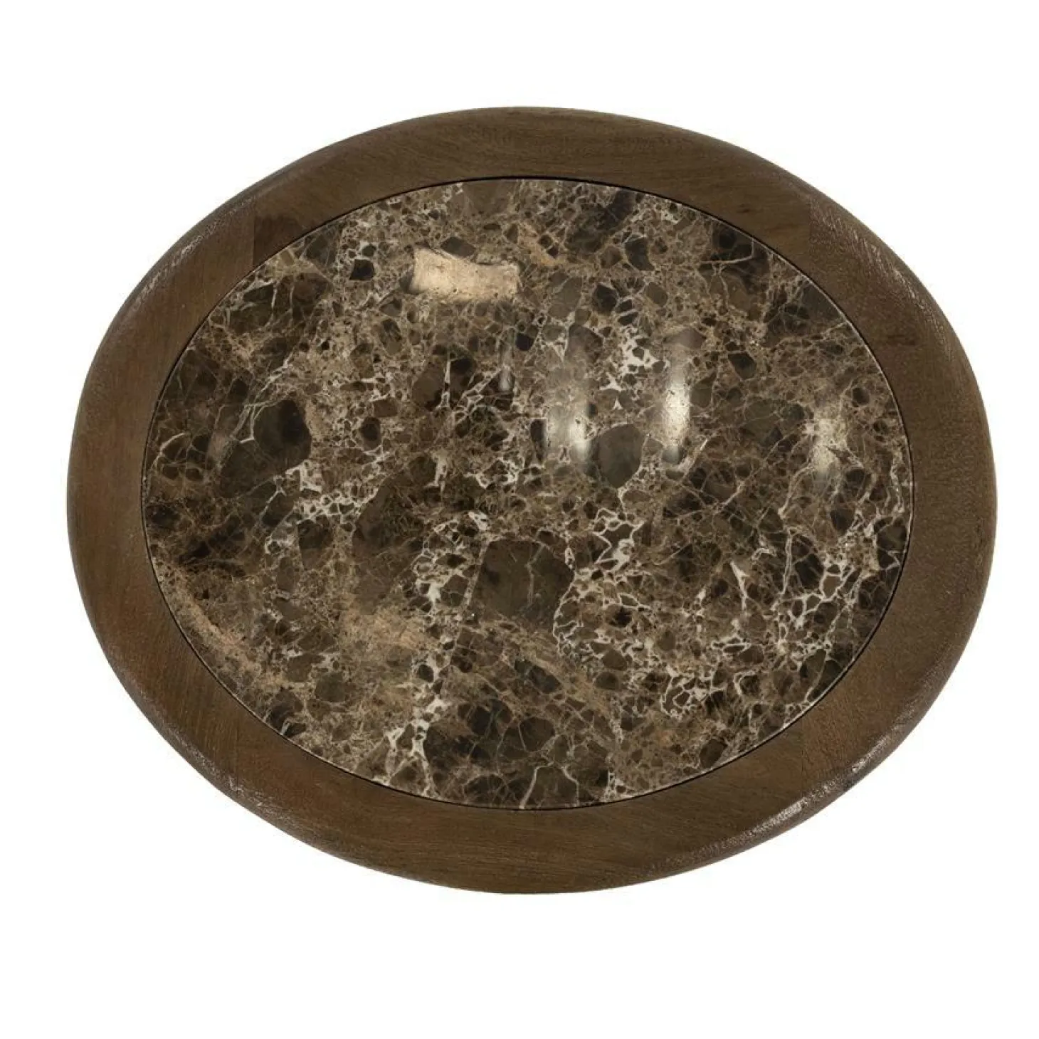 Ronde Bijzettafel Vito Marmer en Mangohout 43 x 37cm - Loft24.nl