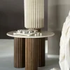 Ronde Bijzettafel Xavi Marmer en Mangohout - 60cm - Loft24.nl