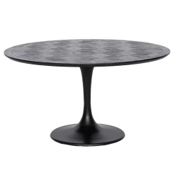 Ronde Eettafel Blax Ø140cm eiken met stalen onderstel - Zwart - Loft24.nl