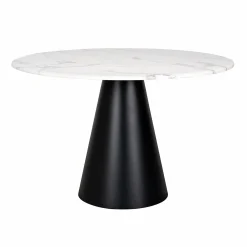 Ronde Eettafel Degas Faux Marmer Ø120 cm - Wit - Loft24.nl