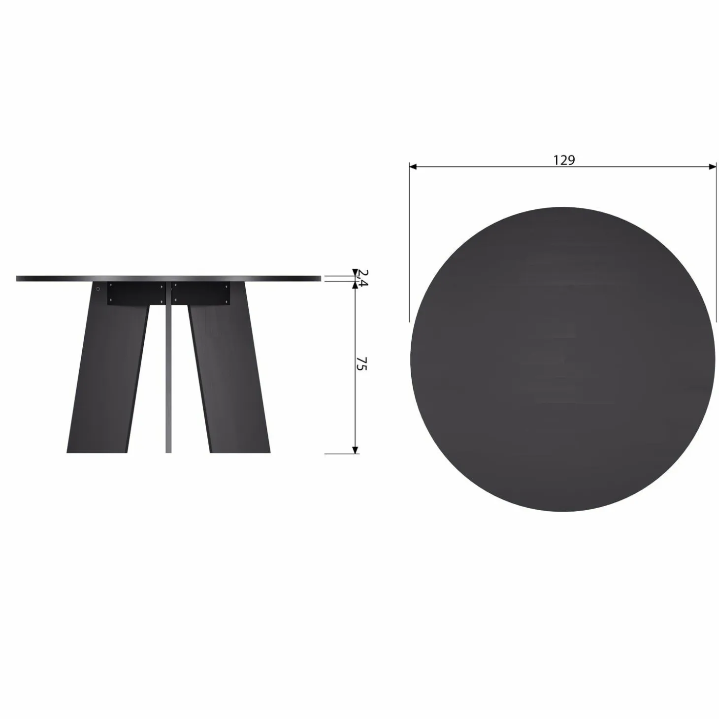 Ronde Eettafel Fries Eiken, 129cm - Zwart - Loft24.nl