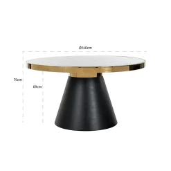 Ronde Eettafel Odin Ø140 cm Faux Marmer - Zwart - Loft24.nl
