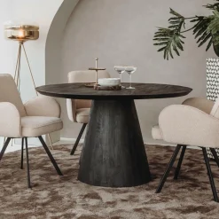 Ronde Eettafel Premana Mangohout Zwart - 150cm - Loft24.nl