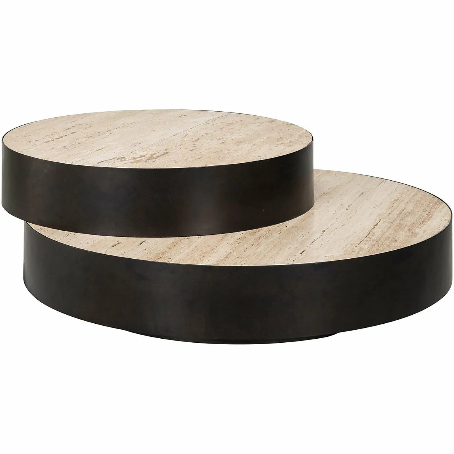 Ronde Salontafel Avalon Travertin - 2 Laags - Loft24.nl