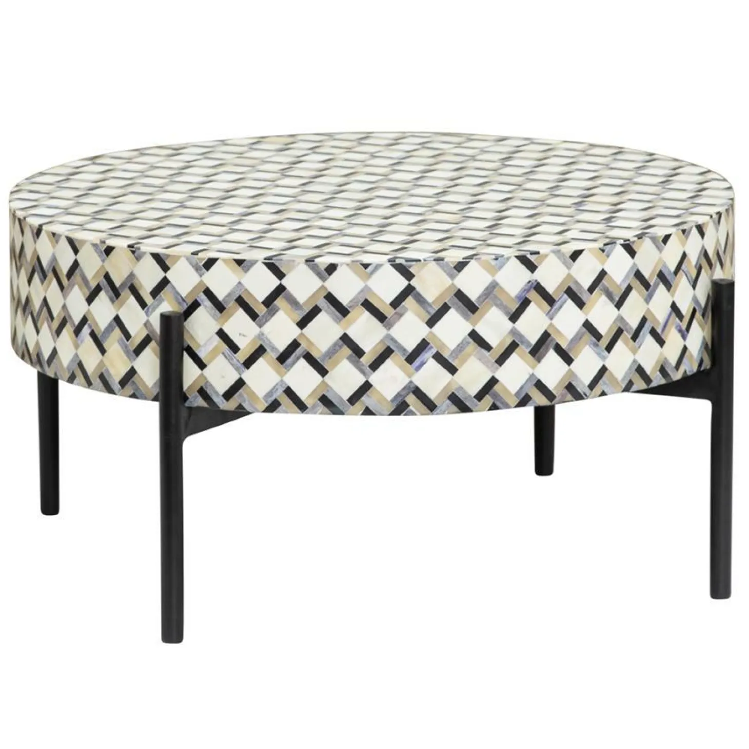 Ronde Salontafel Brendola Bone inlay 60 x 60 cm - Loft24.nl