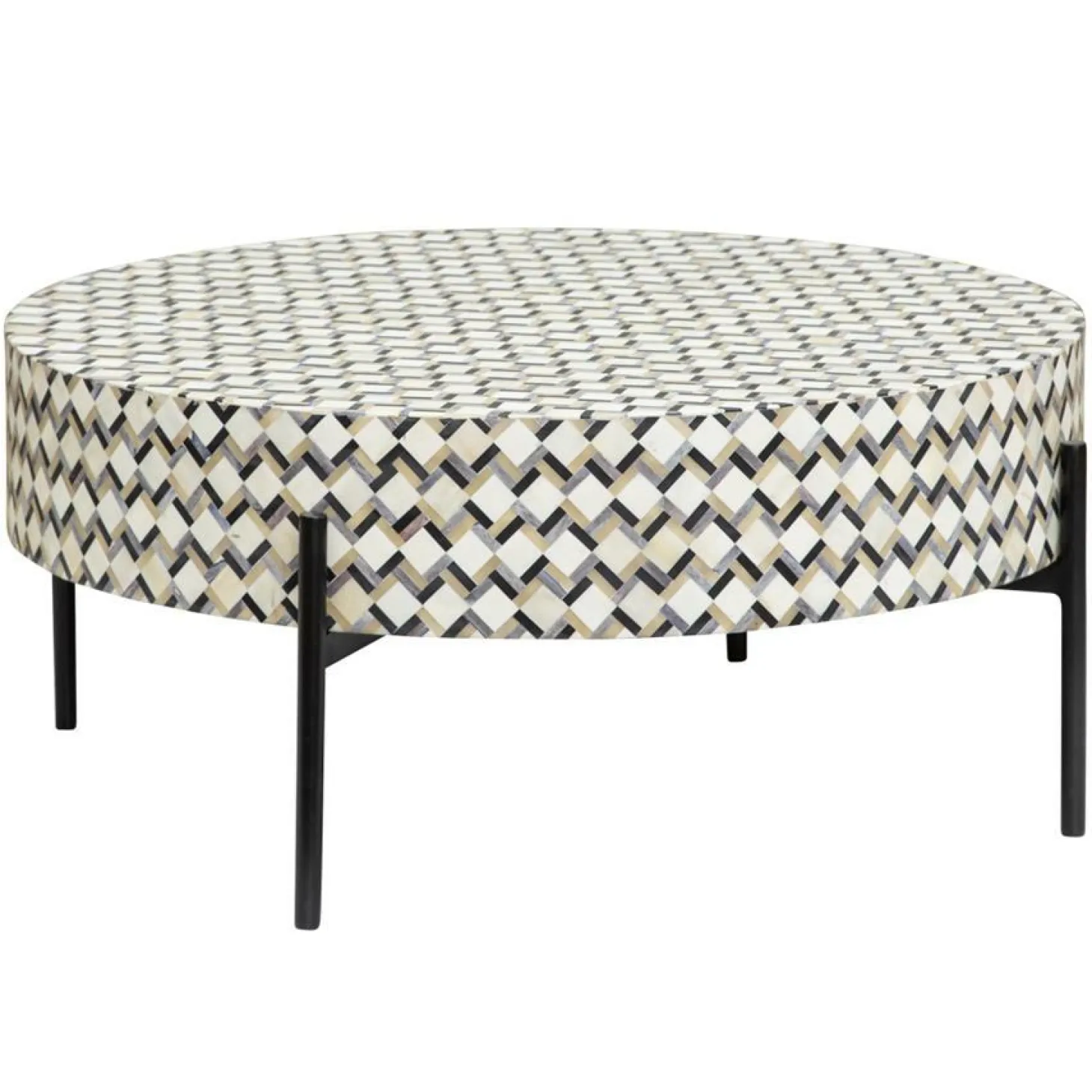 Ronde Salontafel Brendola Bone inlay 80 x 80 cm - Loft24.nl