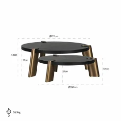 Ronde Salontafel Brody Set van 2 stuks - Zwart - Loft24.nl