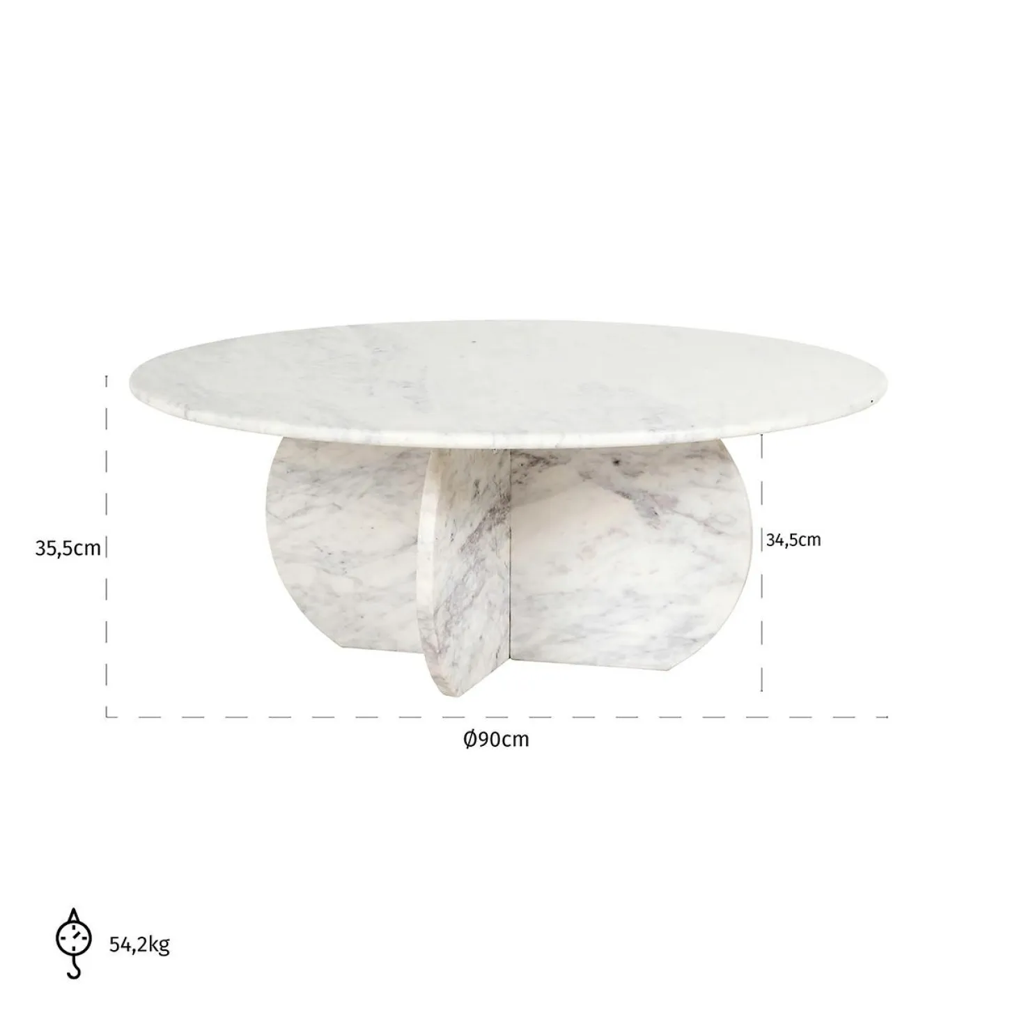 Ronde Salontafel Holmes Marmer Ø90 cm - Wit - Loft24.nl