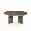 Ronde Salontafel Lando Marmer en mangohout - 80 cm - Loft24.nl