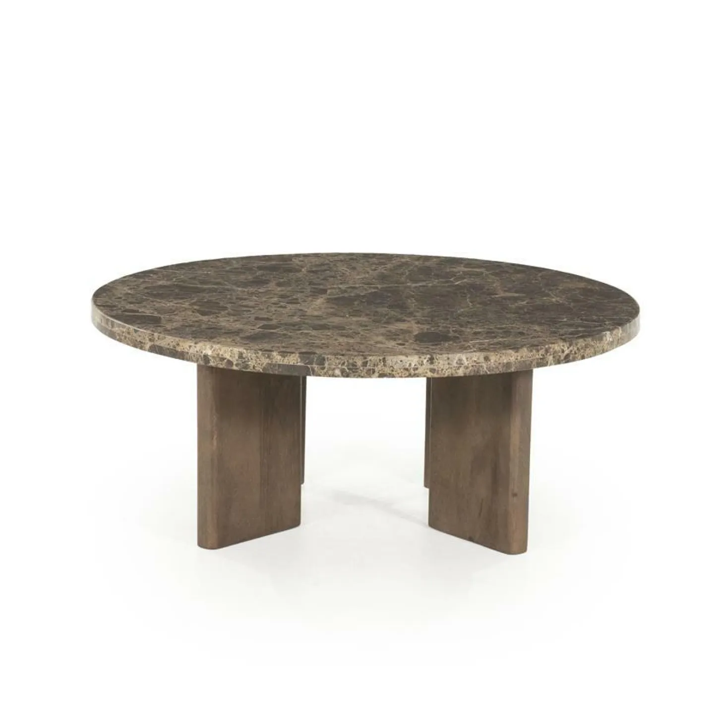 Ronde Salontafel Lando Marmer en mangohout - 80 cm - Loft24.nl