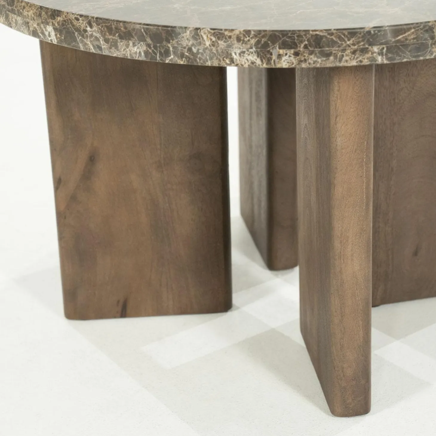 Ronde Salontafel Lando Marmer en mangohout - 60 cm - Loft24.nl