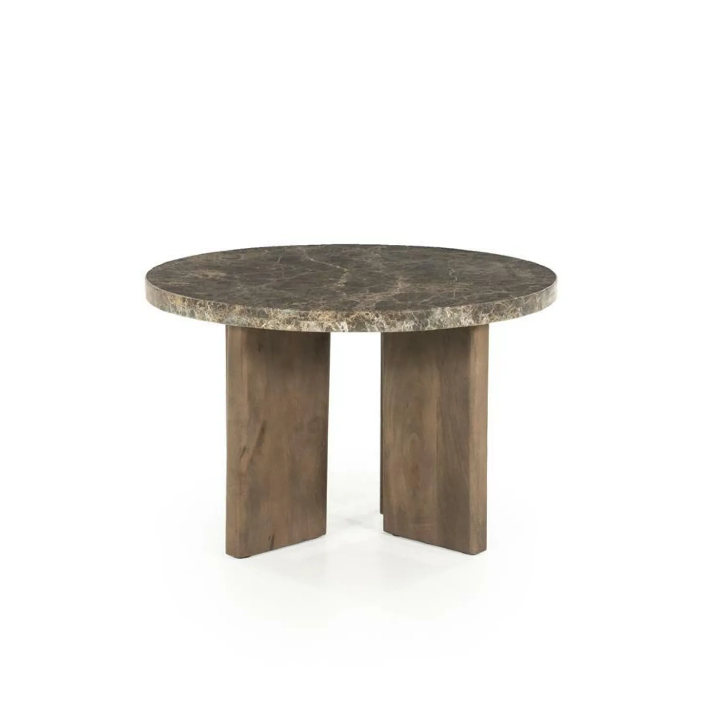 Ronde Salontafel Lando Marmer en mangohout - 60 cm - Loft24.nl