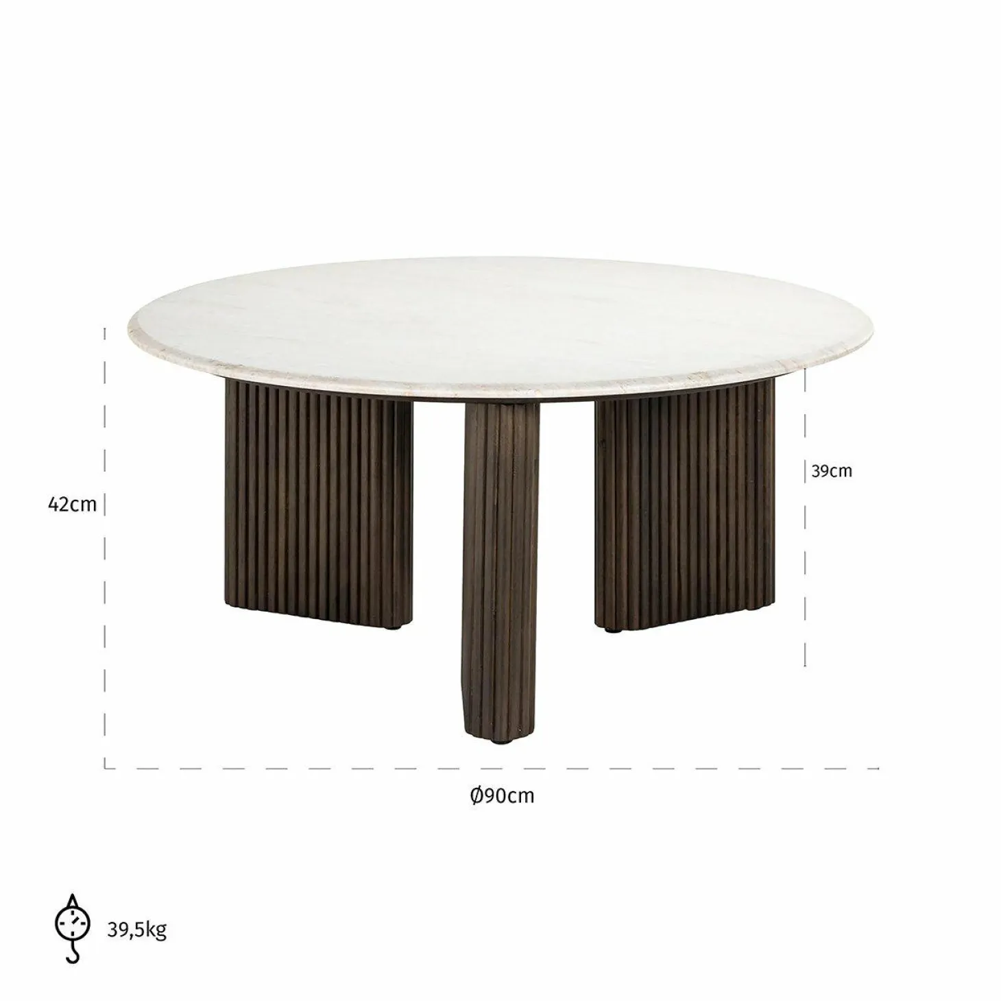 Ronde Salontafel Mayfield Marmer Ø90 cm - wit - Loft24.nl