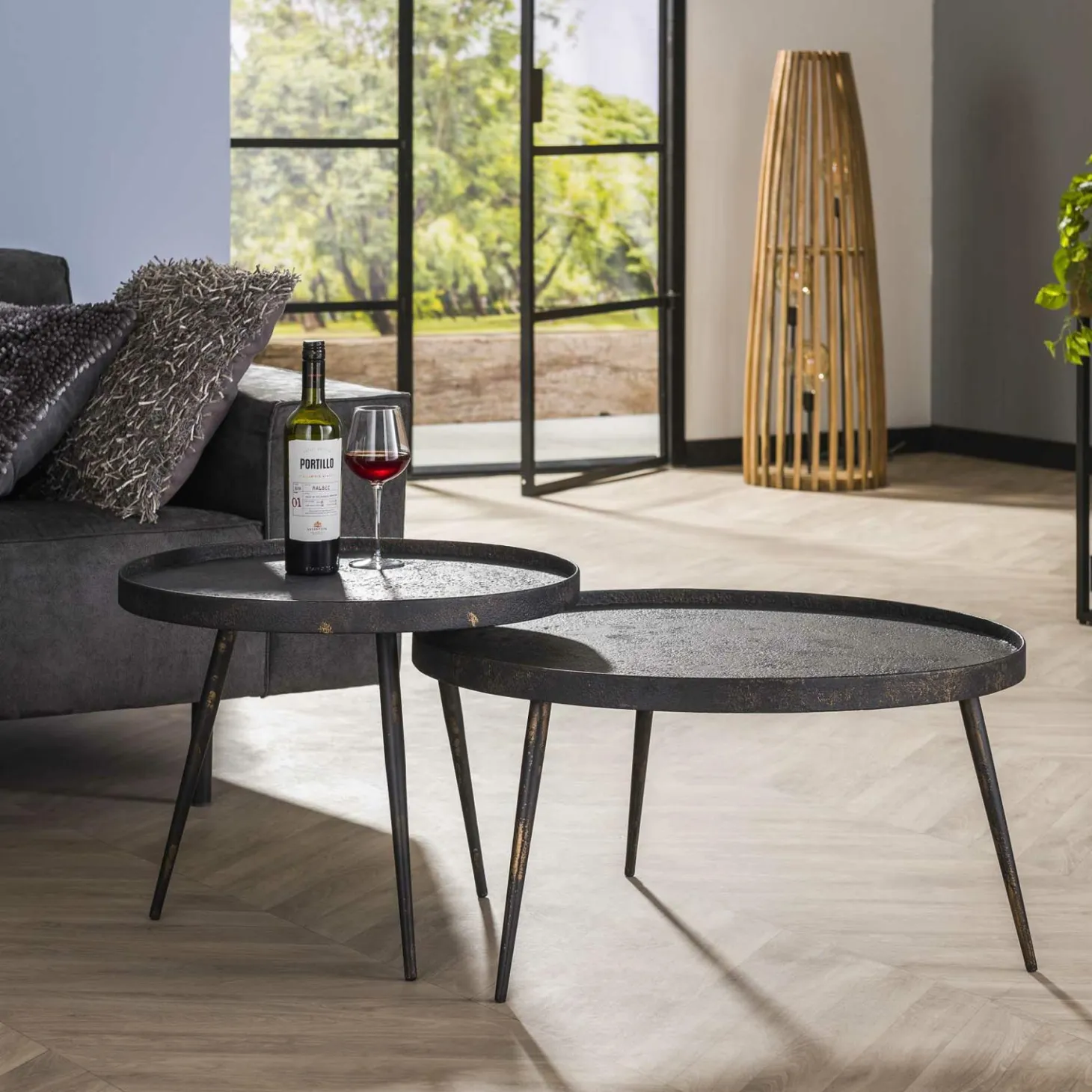 Ronde Salontafel Metallic Metaal set van 2 stuks - Loft24.nl