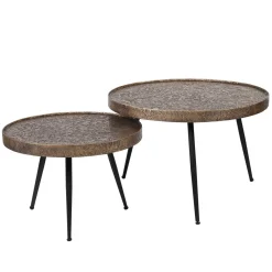 Ronde Salontafel Metallic set van 2 stuks Brons Antiek - Loft24.nl