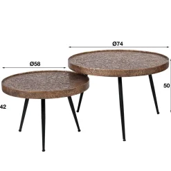 Ronde Salontafel Metallic set van 2 stuks Brons Antiek - Loft24.nl