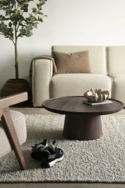 Ronde Salontafel Ron Mangohout 80 cm - Bruin - Loft24.nl