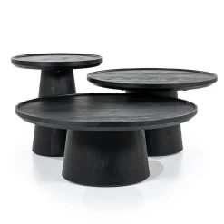 Ronde Salontafel Ron Mangohout 66 cm - Zwart - Loft24.nl