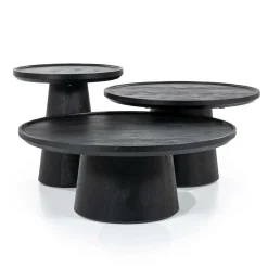 Ronde Salontafel Ron Mangohout 66 cm - Zwart - Loft24.nl