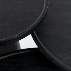 Ronde Salontafel Ron Mangohout 80cm - Zwart - Loft24.nl