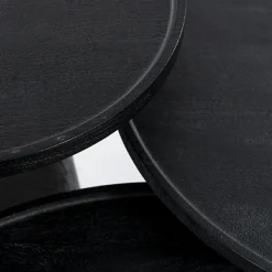 Ronde Salontafel Ron Mangohout 80cm - Zwart - Loft24.nl