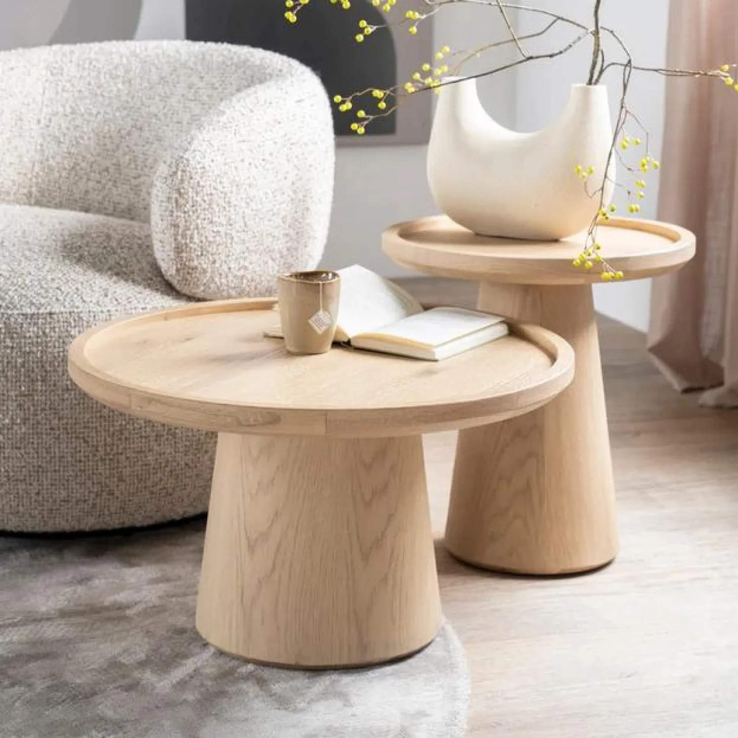 Ronde Salontafelset Leia Eikenhout Naturel - Loft24.nl