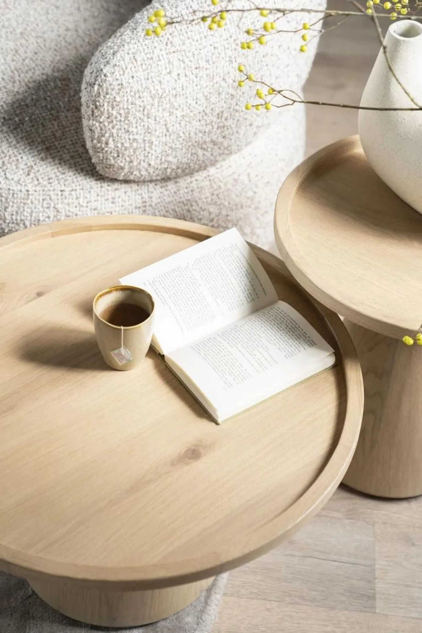 Ronde Salontafelset Leia Eikenhout Naturel - Loft24.nl