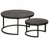 Ronde Salontafel Viola Mangohout Zwart - Set van 2 stuks - Loft24.nl