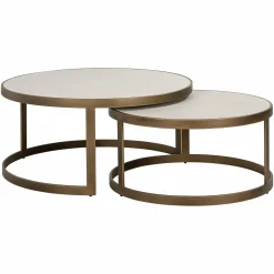 Ronde Salontafel Whitebone Eiken - Set van 2 stuks - Loft24.nl