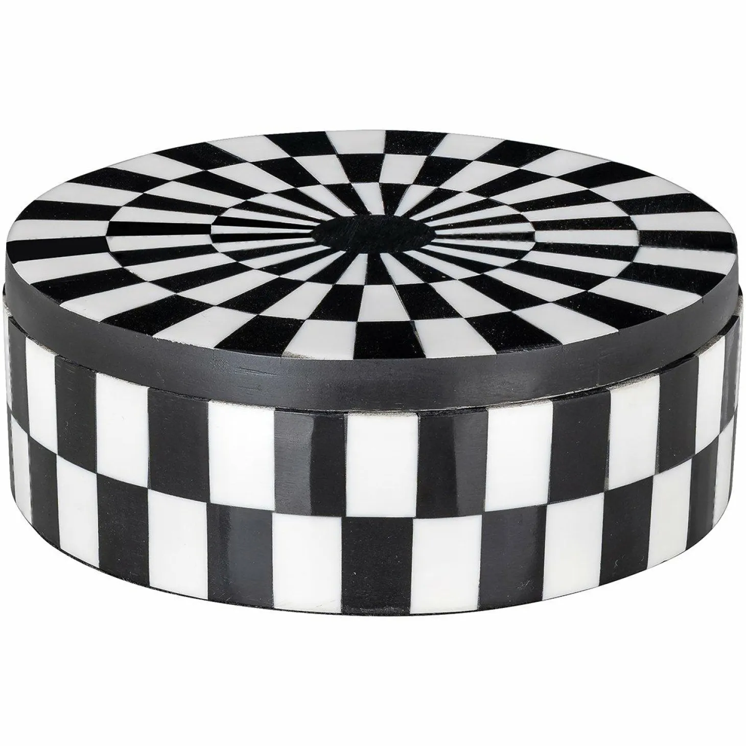Rond Opbergdoosje Nore Ø15cm kleur Zwart/Wit - Loft24.nl