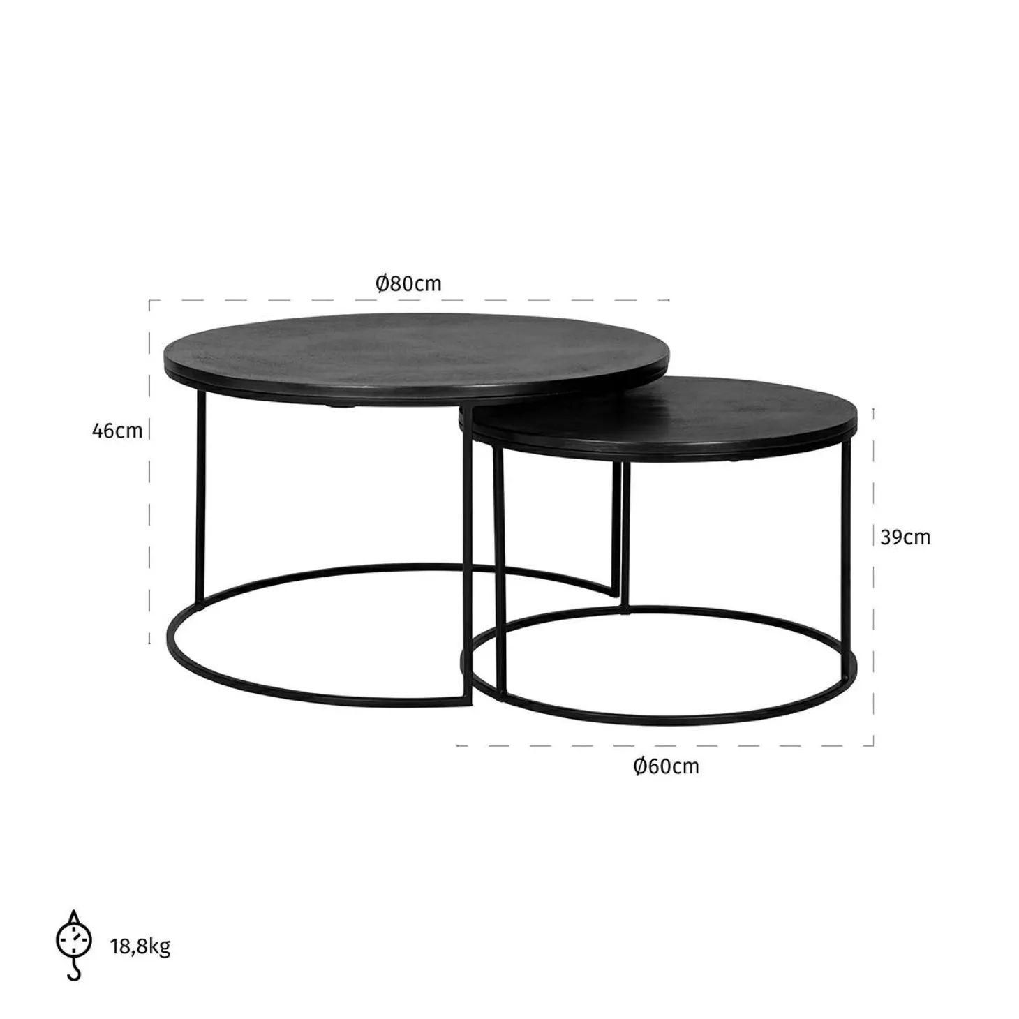 Salontafel Bolder Set van 2 stuks - Zwart - Loft24.nl