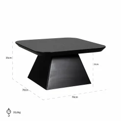 Salontafel Bonvoy Eiken 70 x 70 cm -Zwart - Loft24.nl
