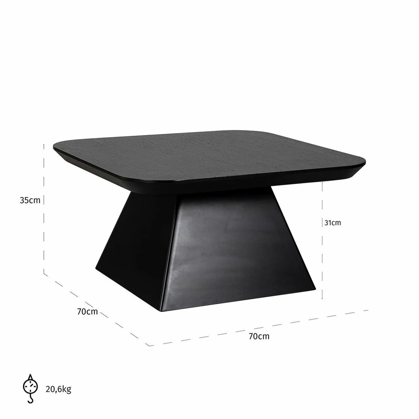 Salontafel Bonvoy Eiken 70 x 70 cm -Zwart - Loft24.nl