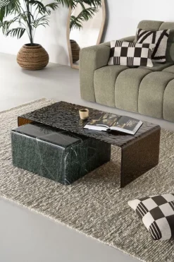 Salontafel Dice Marmer 60 x 60cm - Groen - Loft24.nl