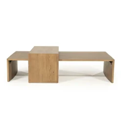 Salontafel Flo Eikenfineer Set van 2 stuks - Lichtbruin - Loft24.nl
