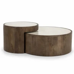 Salontafel Hazel Mangohout en Marmer Set van 2 stuks - Loft24.nl