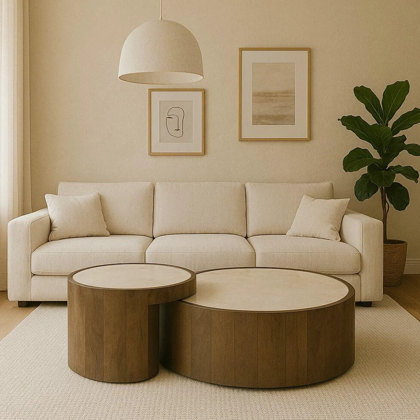 Salontafel Hazel Mangohout en Marmer Set van 2 stuks - Loft24.nl