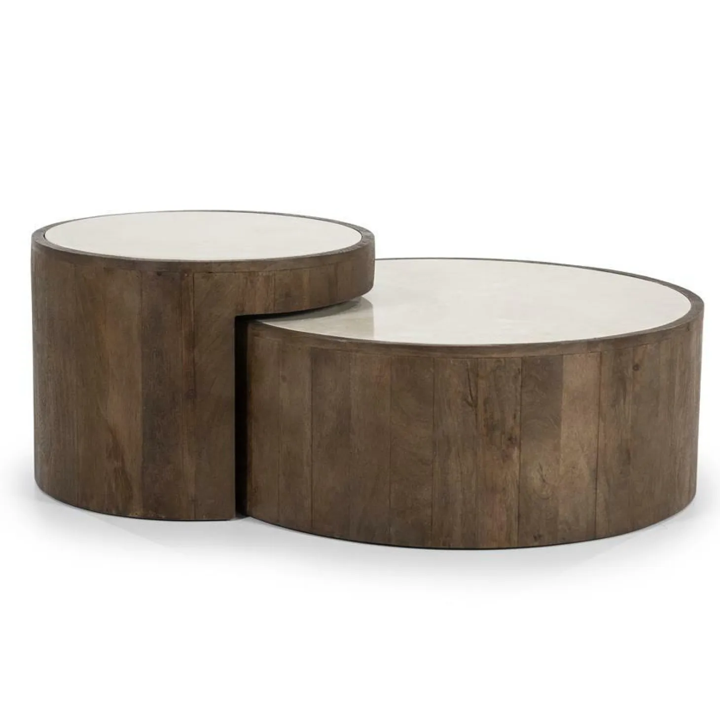 Salontafel Hazel Mangohout en Marmer Set van 2 stuks - Loft24.nl
