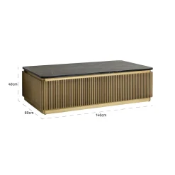 Salontafel Ironville 140 x 80 cm Marmer - Goud - Loft24.nl