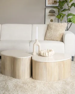 Salontafel Kira Medium Mangohout en Marmer - Loft24.nl