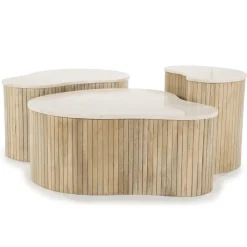 Salontafel Kira Small Mangohout en Marmer - Loft24.nl