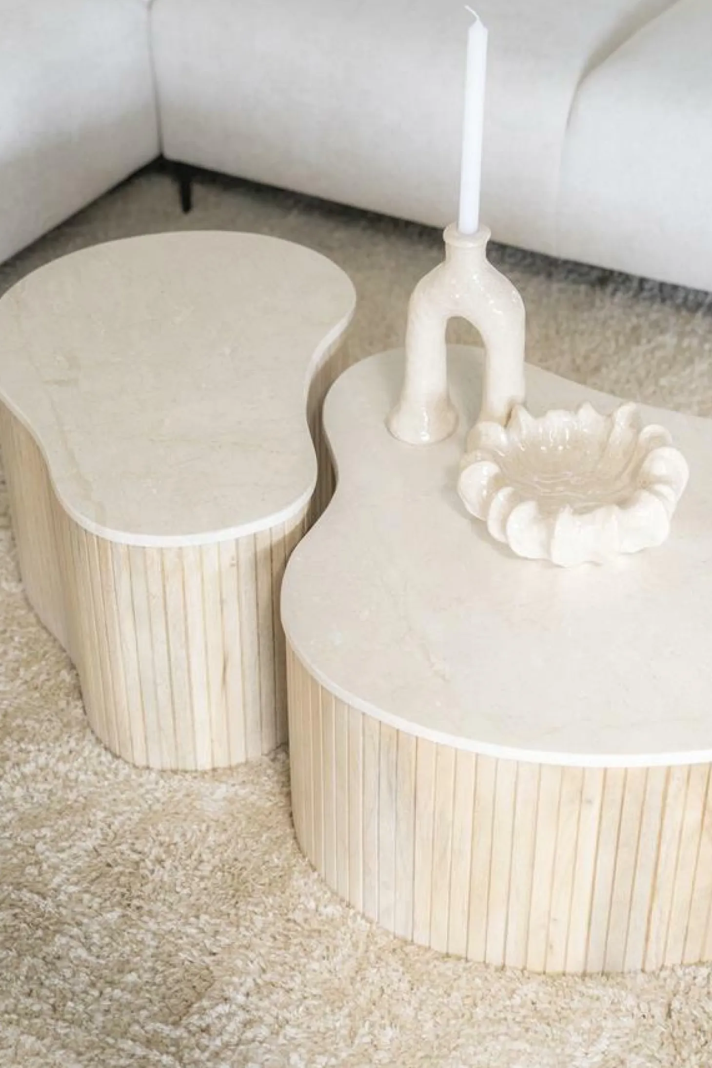 Salontafel Kira Small Mangohout en Marmer - Loft24.nl