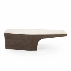 Salontafel Luna Mangohout en Travertin 128 x 63cm - Loft24.nl