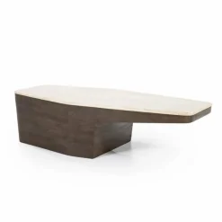 Salontafel Luna Mangohout en Travertin 128 x 63cm - Loft24.nl